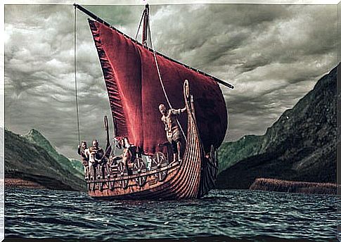 Ship with vikings