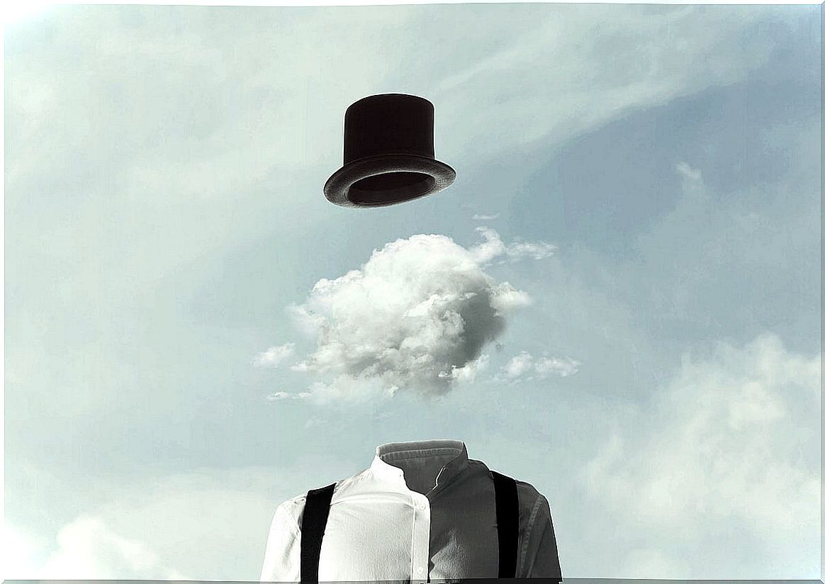 Man with cloud on head