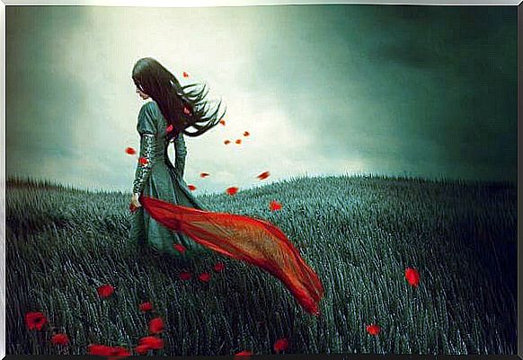 woman in poppy field