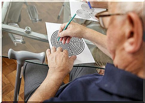 Man doing cognitive stimulation exercise with neuropsychologist