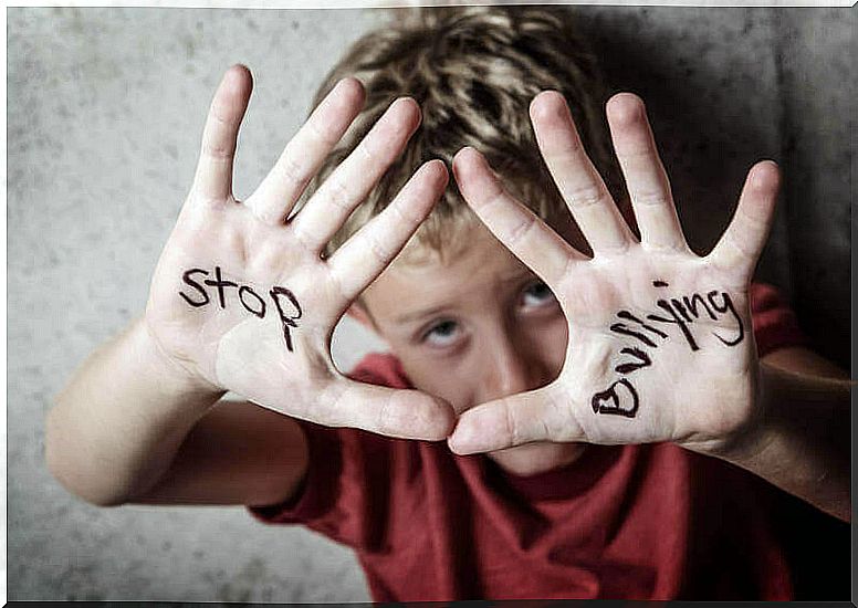 Boy saying stop bullying