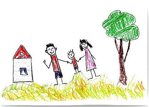 Drawing of a personality test with a house and a family