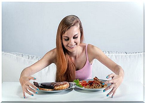 Woman eating sweets