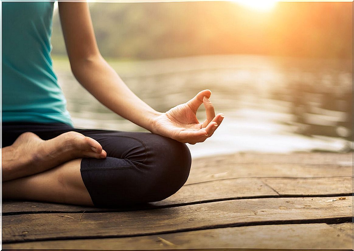 Woman doing meditation to trust her intuition