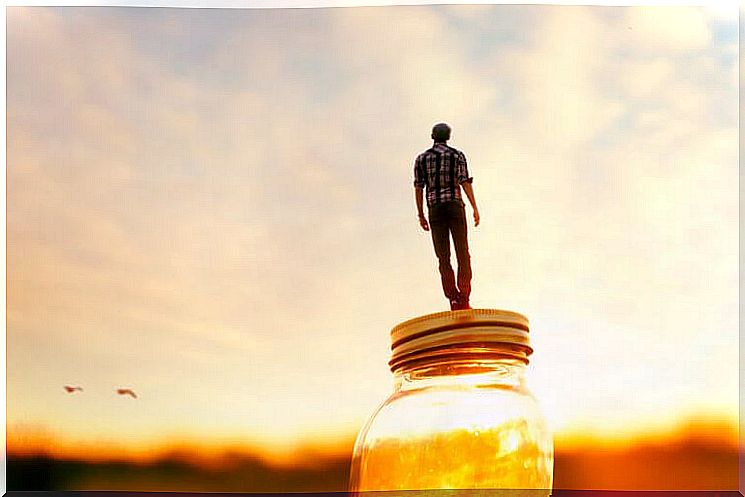 Man on a jar