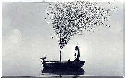 Woman in boat symbolizing when we fall back into depression