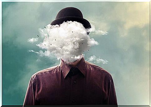 Man with clouds on his head