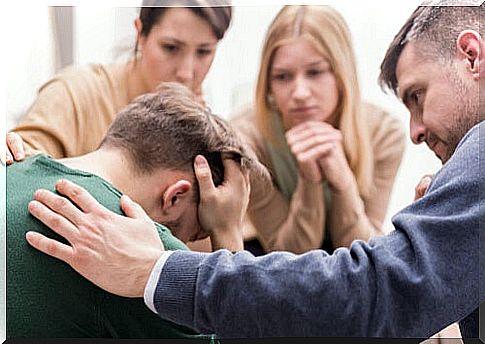 Young man and his family in open dialogue therapy