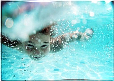 Boy swimming