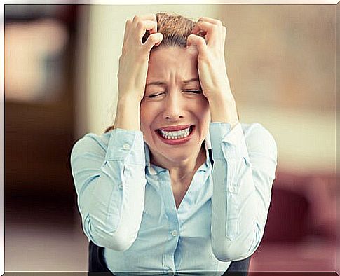 Woman stressed by work overload