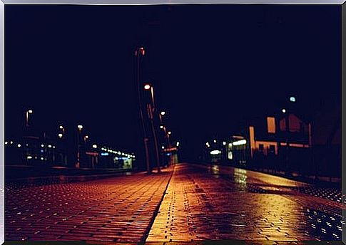 Dark street at night