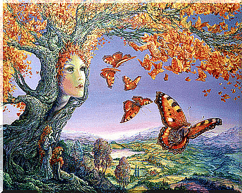 Tree woman with butterflies