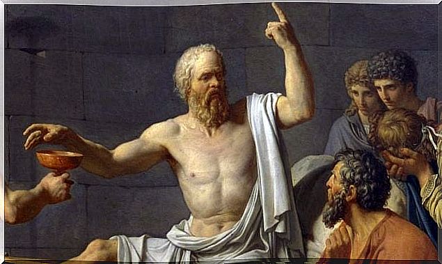 Plato pointing a finger up