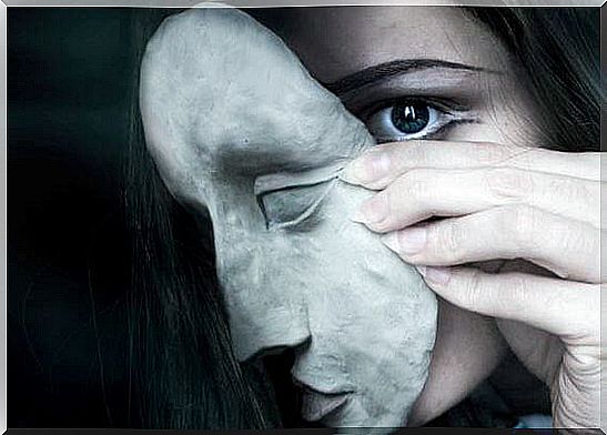 Woman with dark mask