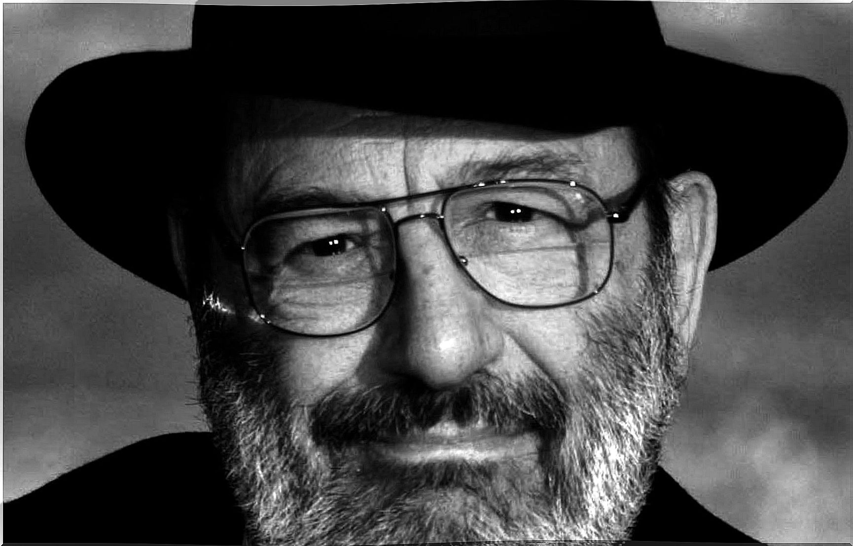 Umberto Eco in black and white