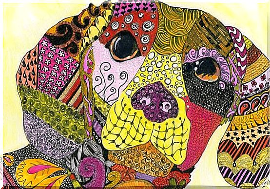 Dog zentangle in color