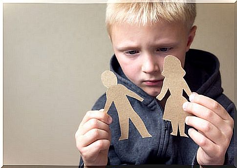 Son looking at figures of parents thinking about parents failing their own children